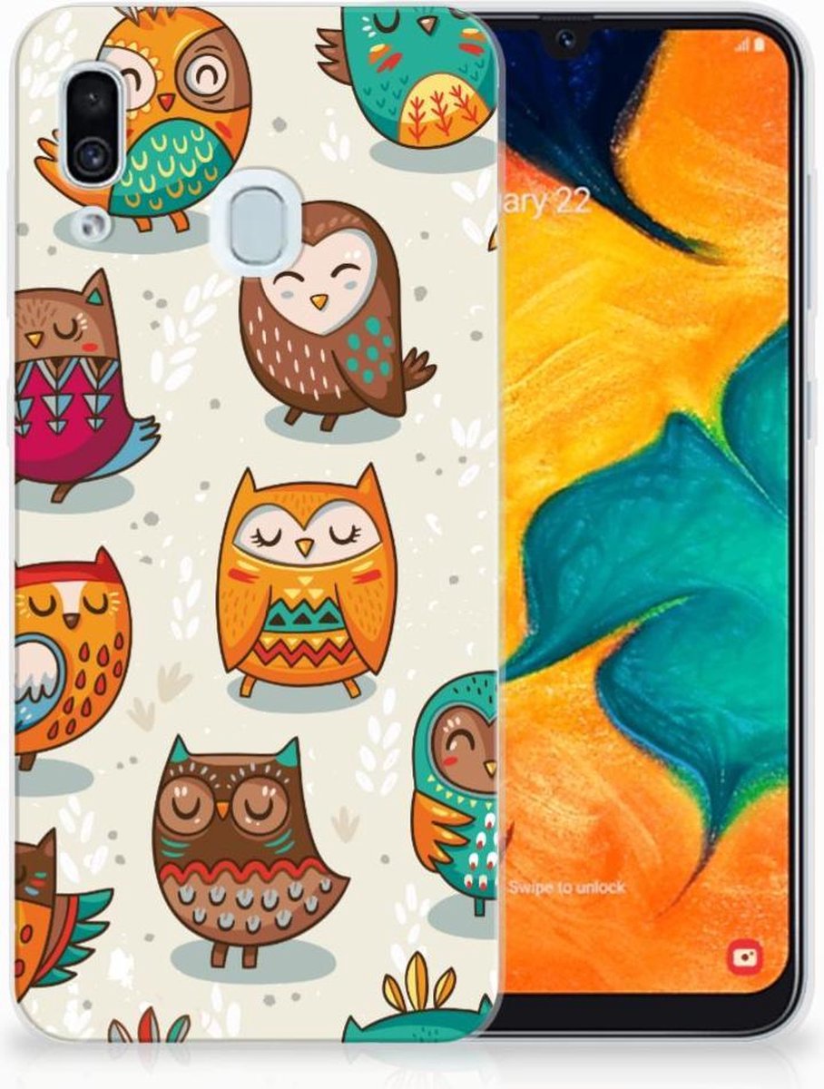 Samsung Galaxy A30 TPU Hoesje Vrolijke Uilen