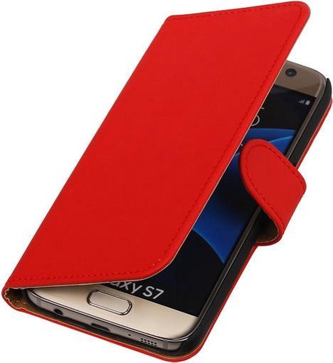 Rood Effen Booktype Samsung Galaxy S7 Wallet Cover Hoesje