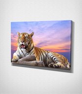 Tiger Laying On The Wood Canvas | 80x120 cm