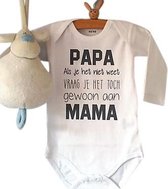 Rompertje Papa als je het niet weet vraag je het toch gewoon aan mama | Lange mouw | wit | maat 74/80