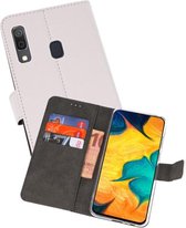 Booktype Telefoonhoesjes - Bookcase Hoesje - Wallet Case -  Geschikt voor Samsung Galaxy A30 - Wit