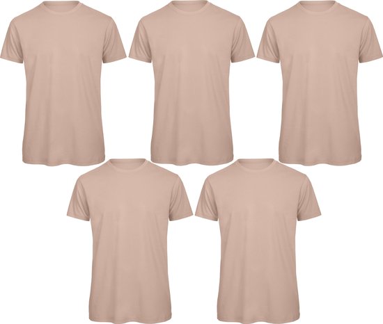 Senvi 5 pack T-Shirt -100% biologisch katoen - Kleur: Licht Roze - S