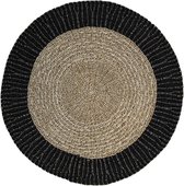 HSM Collection Vloerkleed Mailbu - ø150 cm - raffia/zeegras - naturel/zwart