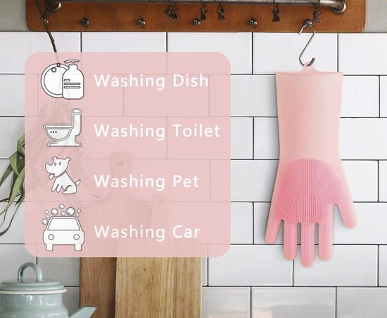 Lot De 3 Gants Ménagers Multifonctions Silicone + éponge - Rose, Bleu, Gris