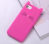Apple Iphone 5 / 5S / SE Roze siliconen hoesje (katje)