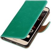 Zakelijke Book Case Telefoonhoesje Geschikt voor de Huawei Y5 II - Portemonnee Hoesje - Pasjeshouder Wallet Case - Groen