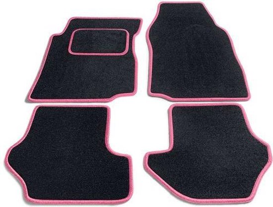 PK Automotive Complete Naaldvilt Automatten Zwart Met Roze Rand Honda Civic 5 deurs 1995-1998