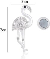 Trendy Sier-Speld (Broche) met magneet flamingo met strass