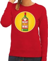 Foute kersttrui / sweater Merry Chrismas Wine rood voor dames - Kersttrui voor wijn liefhebber XS (34)