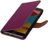 Mobieletelefoonhoesje.nl - Samsung Galaxy A7 2016 Hoesje Washed Leer Bookstyle Paars
