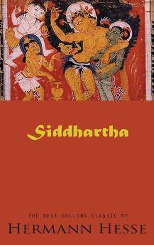 Siddhartha: The Best-Selling Classic by Hermann Hesse, met een afbeelding van een Sanskriet miniatuur in Indiase stijl.
