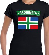 Groningen vlag t-shirt zwart voor dames XS