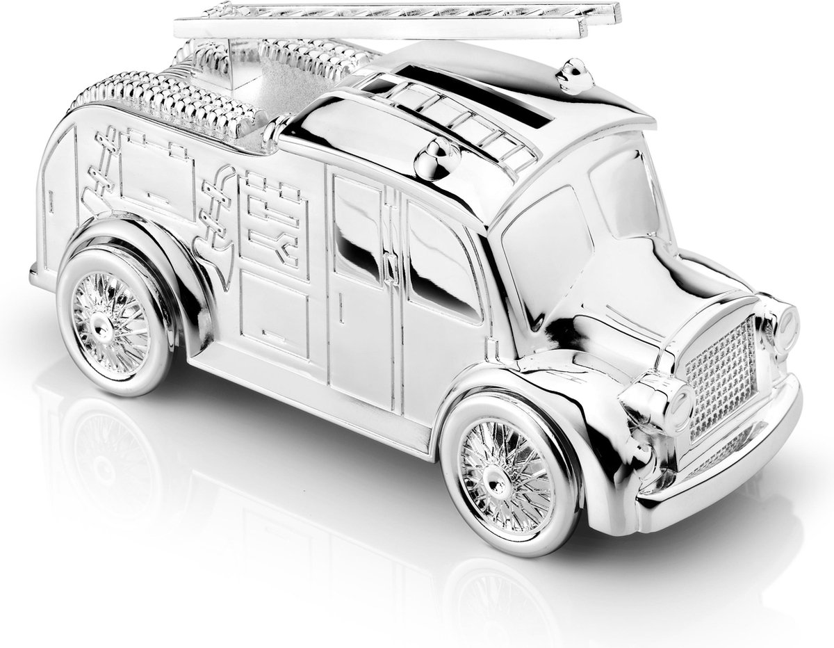 Zilverstad - Spaarpot Brandweerwagen 7x15cm verzilverd