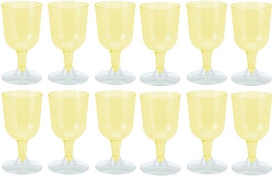 12x Gele plastic wijnglazen 170 ml - Kunststof wegwerp glazen voor wijn |  bol.com