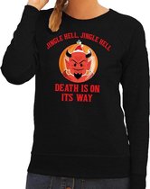 Foute kersttrui / sweater  voor dames - zwart - Duivel Jingle Hell XS (34)