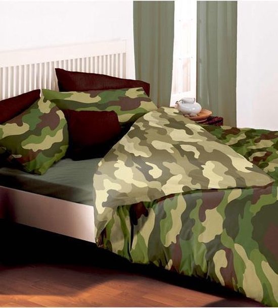Machtigen binden Lodge Camouflage 2 persoons dekbedovertrek - Army Legerprint dekbed 200 x 200 cm  | bol.com