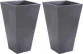 2x Antraciet grijze bloempotten 35 cm - Donker grijze plantenpotten 35 cm