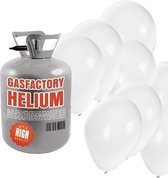 Helium tank met 30 witte ballonnen - Witte - Heliumgas met ballonnen voor een wit thema