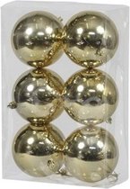 6x Gouden kunststof kerstballen 10 cm - Glans - Onbreekbare plastic kerstballen - Kerstboomversiering Goud