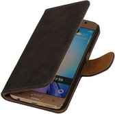 Mobieletelefoonhoesje.nl - Samsung Galaxy S6 Hoesje Hout Bookstyle  Grijs