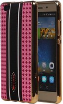 M-Cases Ruit Design TPU Hoesje voor Huawei P8 Lite Roze