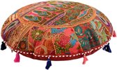 Kussen - oranje - rond - 46 cm - Ibiza - Bohemian - Boho.