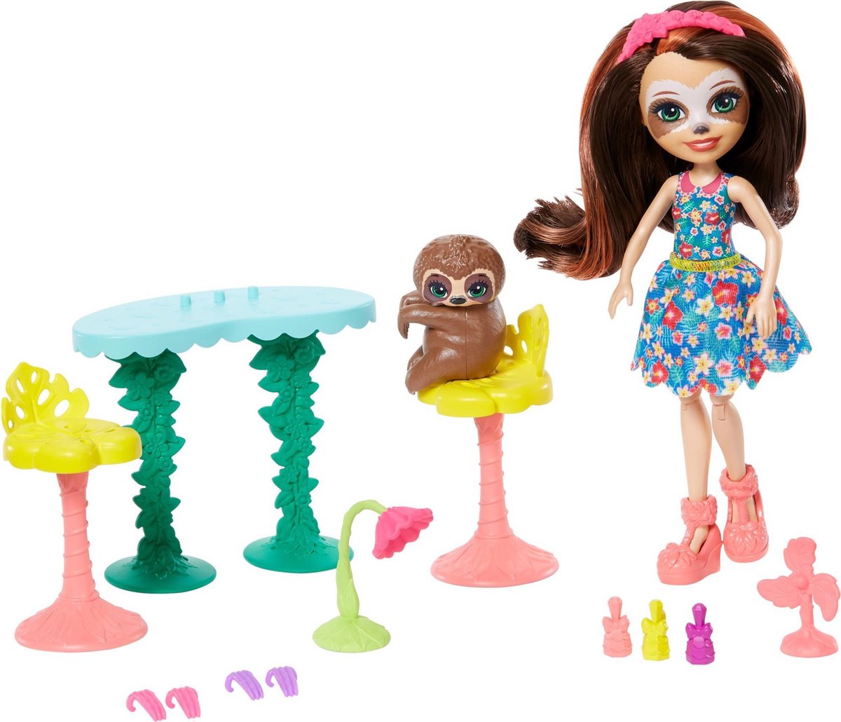 Enchantimals Coffret Manucure Du Paresseux – Poupée Sela Et Figurine Treebody, Accessoires Inclus – Dès 4 Ans
