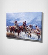 Native American - Painting Canvas - 100 x 70 cm - Schilderij - Canvas - Slaapkamer - Wanddecoratie  - Slaapkamer - Foto op canvas