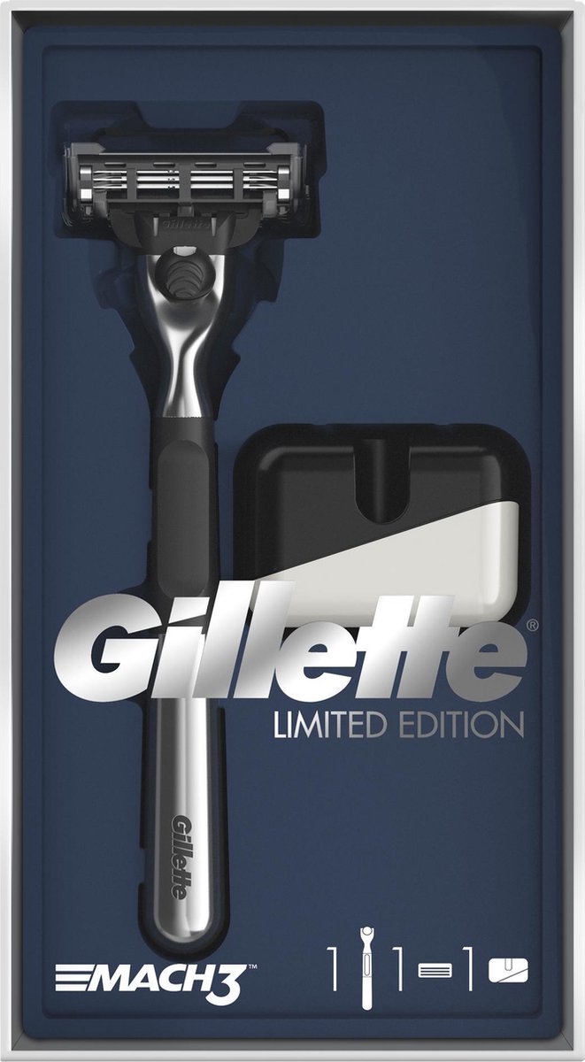 Gillette Mach3 Limited Edition Chrome Met Houder - Scheersysteem - Gillette