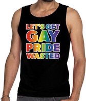 Lets get gay pride wasted tanktop/mouwloos shirt zwart heren 2XL