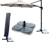 Kopu - Vigo Parasol met hoes en voet - 300 cm - Naturel