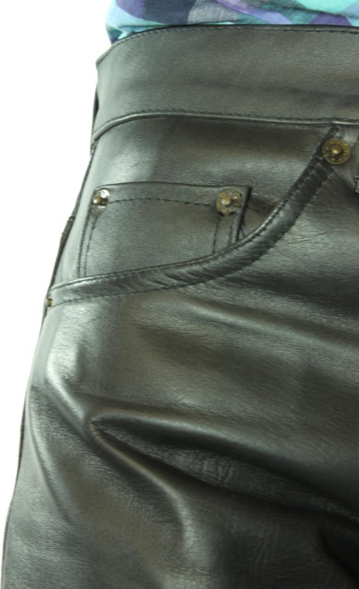 Sticks&Stones 501-5 pocket leren broek- Zwart rundleder- jeansmaat W27 L36  | bol