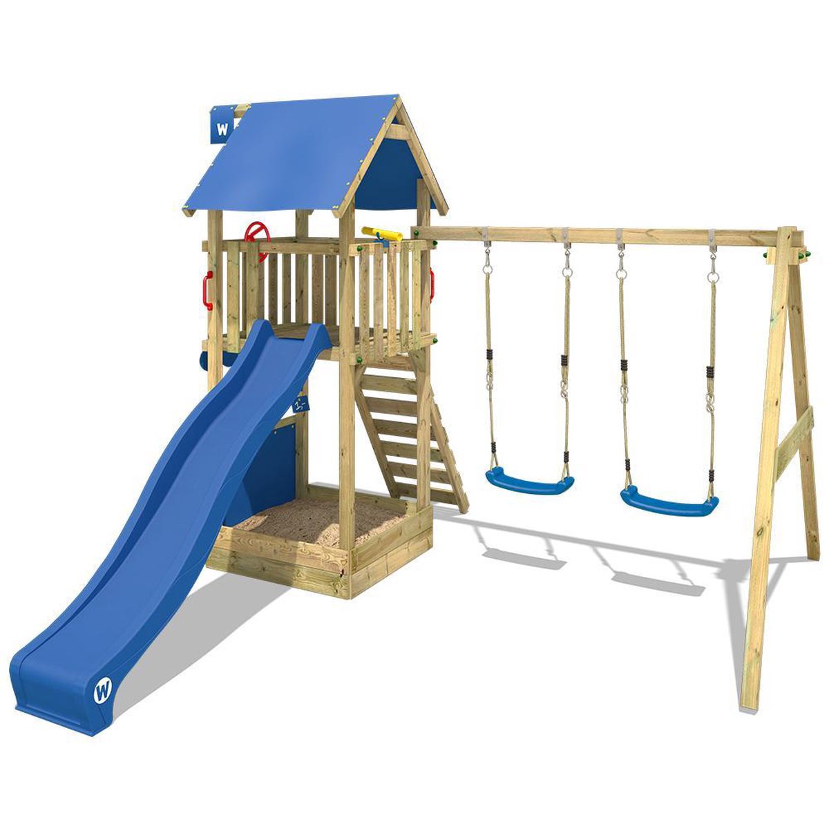 WICKEY Cadre d'escalade pour jardin Smart Shelter avec balançoire et