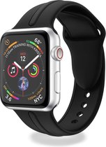 Eyzo Wearablebandje - Siliconen bandje geschikt voor Apple Watch Series 1, 2, 3, 4, 5 en 6 & SE - 38 en 40 mm - Smartwatchbandje - Vervangende Horlogeband Zwart