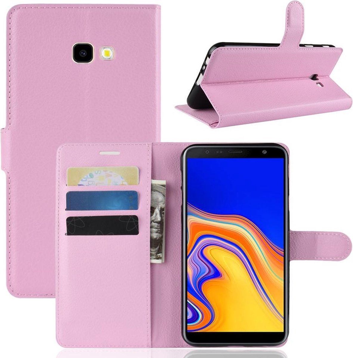 Book Case - Geschikt voor Samsung Galaxy J4 Plus (2018) Hoesje - Pink