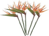 5x Oranje strelitzia/paradijsvogelbloem kunstbloem 90 cm - Kunstbloemen boeketten