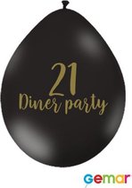 Ballonnen 21 Diner Zwart met opdruk Goud (lucht)