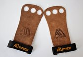 3 Hole Anti Slip Hand Grips Voor alle Sporten - Premium Kwaliteit - Bruin - Medium