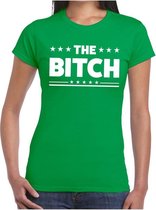 The Bitch tekst t-shirt groen dames S