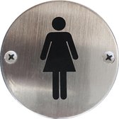 AVENUE pictogramme toilettes dames gravées en acier inoxydable rond Ø 75mm