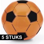 5x Opblaasbare oranje voetbal strandbal speelgoed  - Strandballen - Buitenspeelgoed
