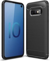 Luxe Samsung Galaxy S10e hoesje – Zwart – Geborsteld TPU Carbon Case – Shockproof Cover