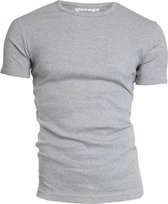 Garage 301 - Semi Bodyfit T-shirt ronde hals korte mouw grijs melange M 85% katoen 15% viscose 1x1 rib