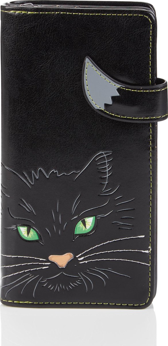 Shagwear Portemonnee Dames - Pasjeshouder - Portefeuille Dames - Kunstleer - Fluffy Cat (0553Z)