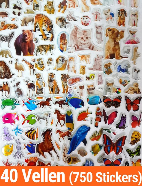 Implicaties Speeltoestellen huiselijk Stickers 40 Vellen Dieren | 750 Stuks Voor Kinderen | 3D Foam Dieren  Stickers | KMST009 | bol.com