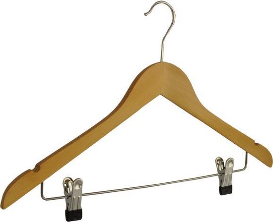 10 x Houten-kledinghangers voor (shirts / jassen / broeken / pantalons /  rokken) licht... | bol.com