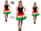 3x Petticoat rood/geel/groen 3-laags dames