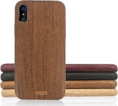 MOFI For iPhone X Element Series hout structuur Soft beschermings Back Cover hoesje(Coffee)
