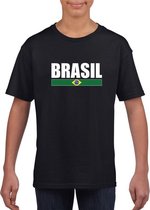 Zwart / wit Brazilie supporter t-shirt voor kinderen S (122-128)