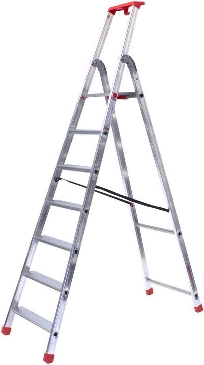 Semi-Professionele Alu-Top - Huishoudtrap - Enkele Trap 1x7 treden, inclusief platform
